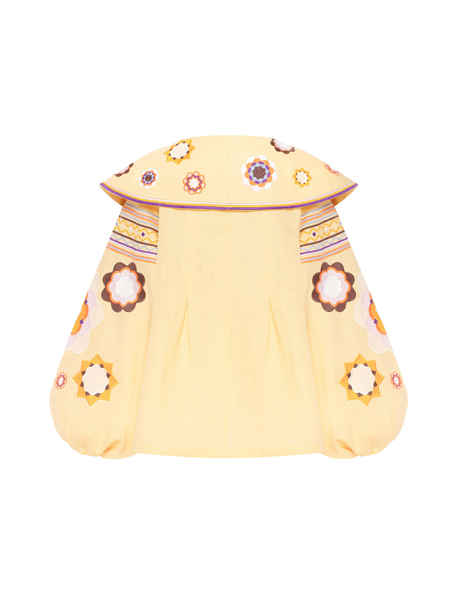 Лляна вишита сорочка з рослинним орнаментом "Липа"  фото 8