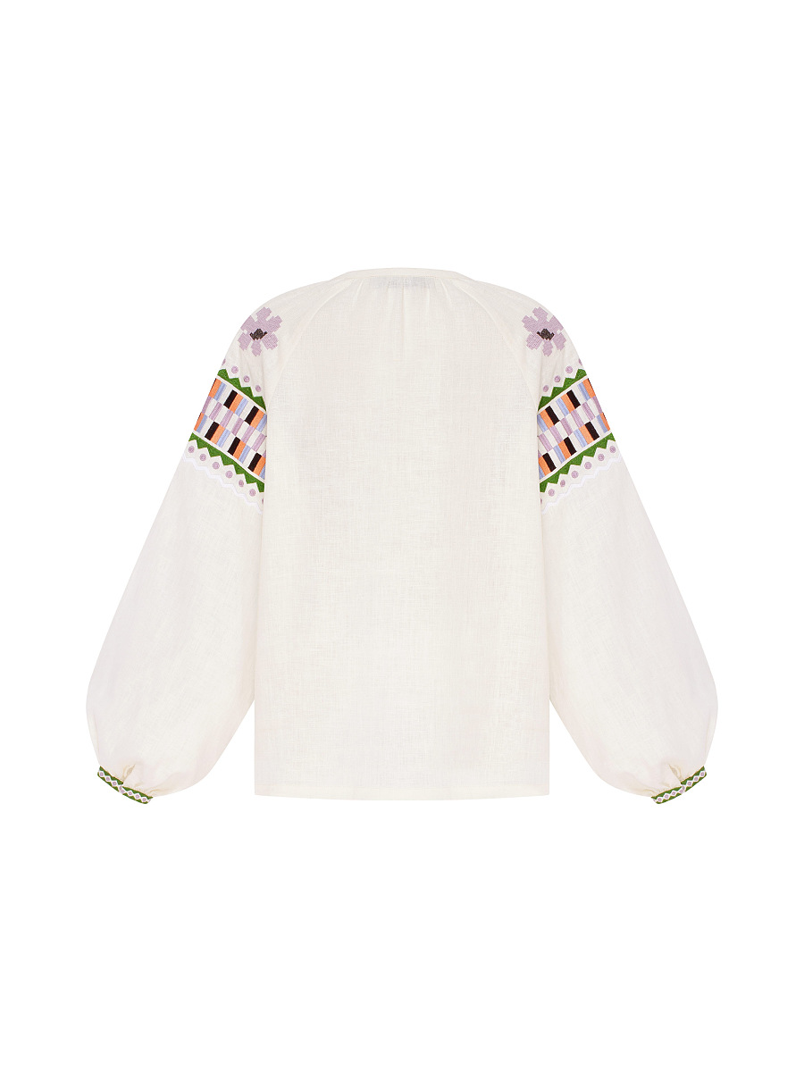 Вишита сорочка молочного кольору "Ода"  фото 11