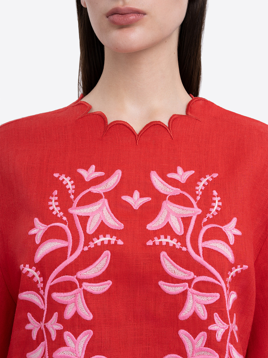 Вишита сорочка червоного кольору "Троянда"  фото 5