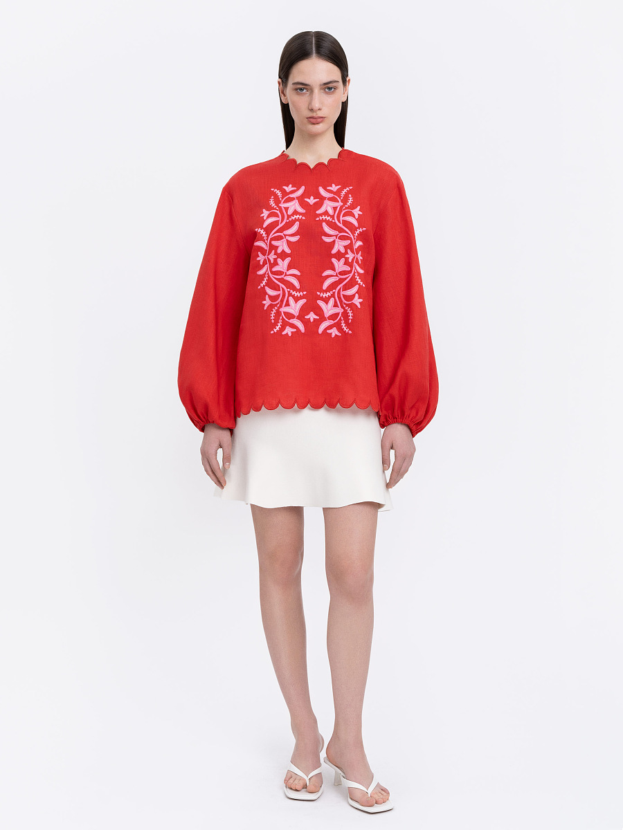 Вишита сорочка червоного кольору "Троянда"  фото 3