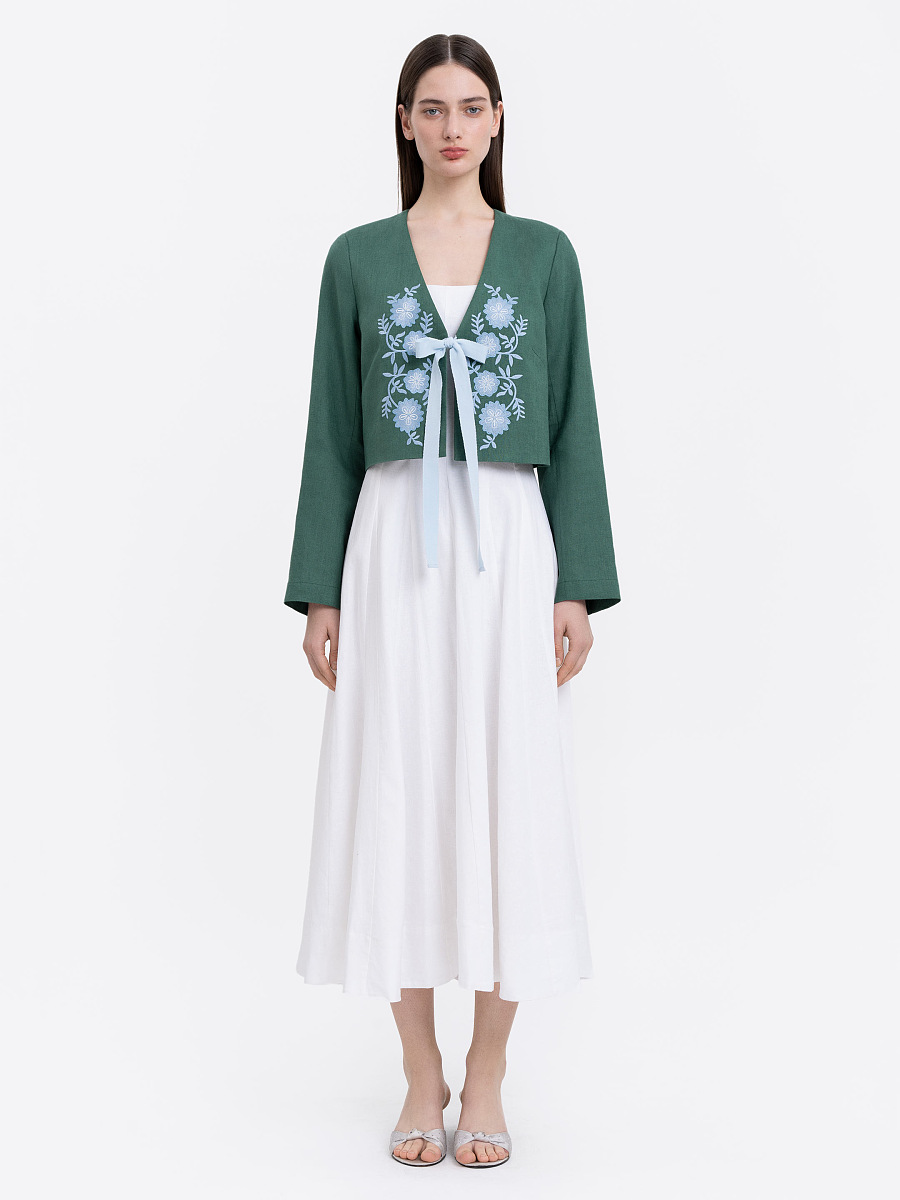 Лляний вишитий жакет з завʼязками "Лакітка"  фото 3