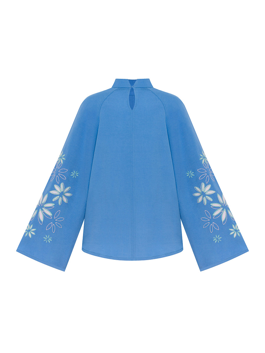 Легка сорочка синього кольору "Волошка"  фото 8