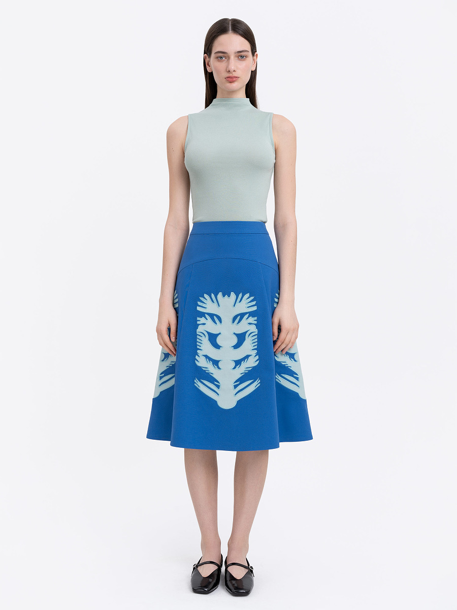 Вишита спідниця синього кольору "Лазурит"  фото