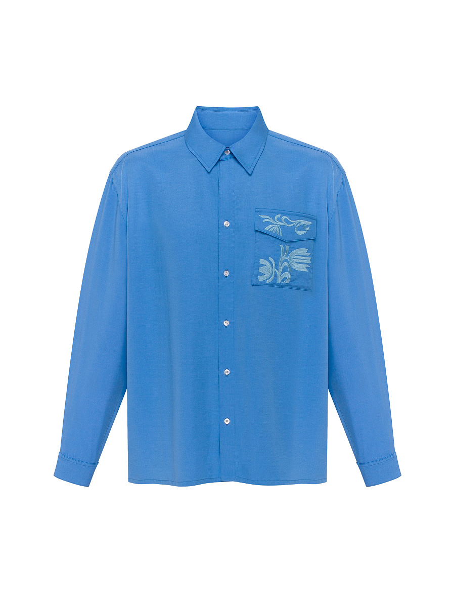 Легка вишита сорочка "Хвиля блакитна"  фото 5