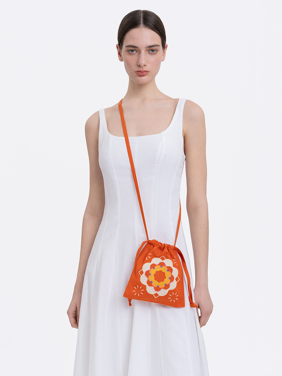 Помаранчева сумка на затяжках "Пелюстка"  фото