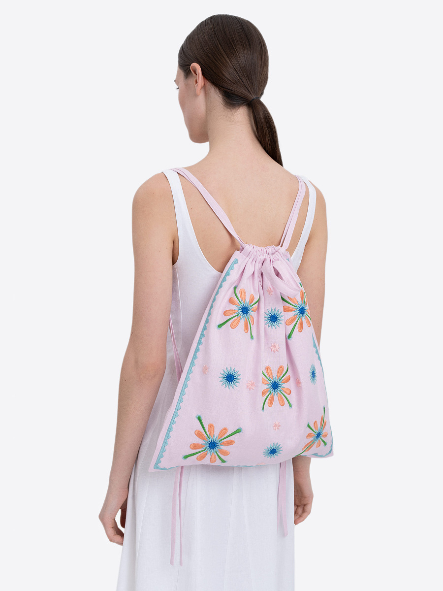 Вишита торбинка ніжно-рожевого кольору "Блищик"  фото