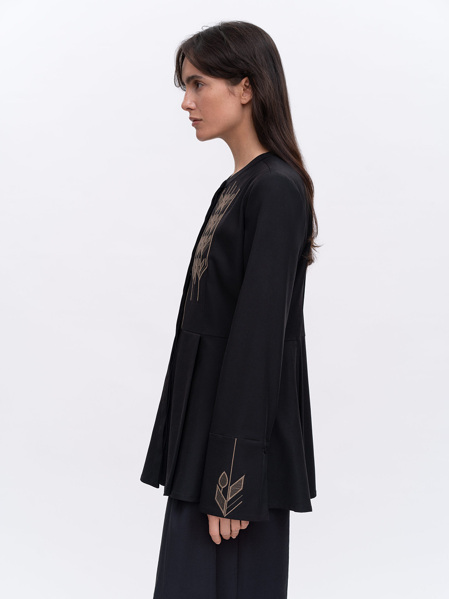 Вишита темна блуза "Нива"  фото 3