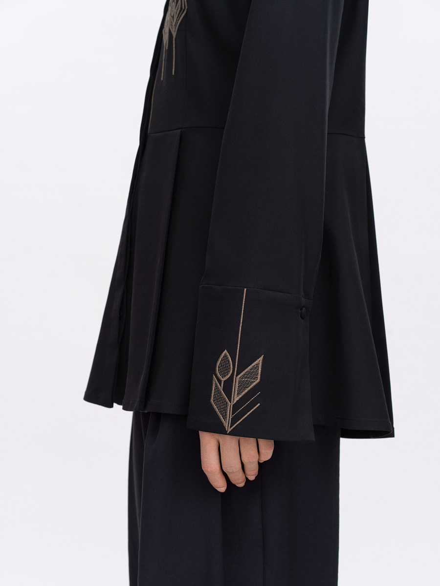 Вишита темна блуза "Нива"  фото 4