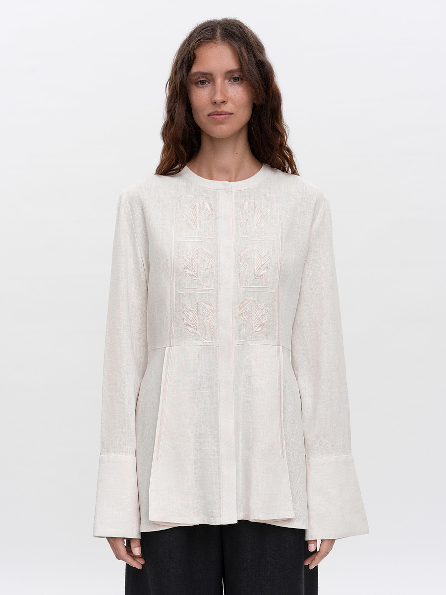 Вишита світла блуза "Нива"  фото