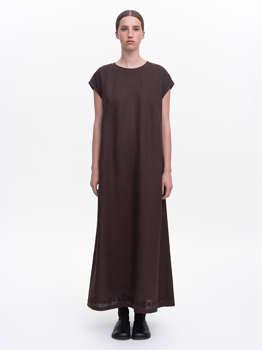 Темно-коричнева вишита сукня "Невіт"  фото 2