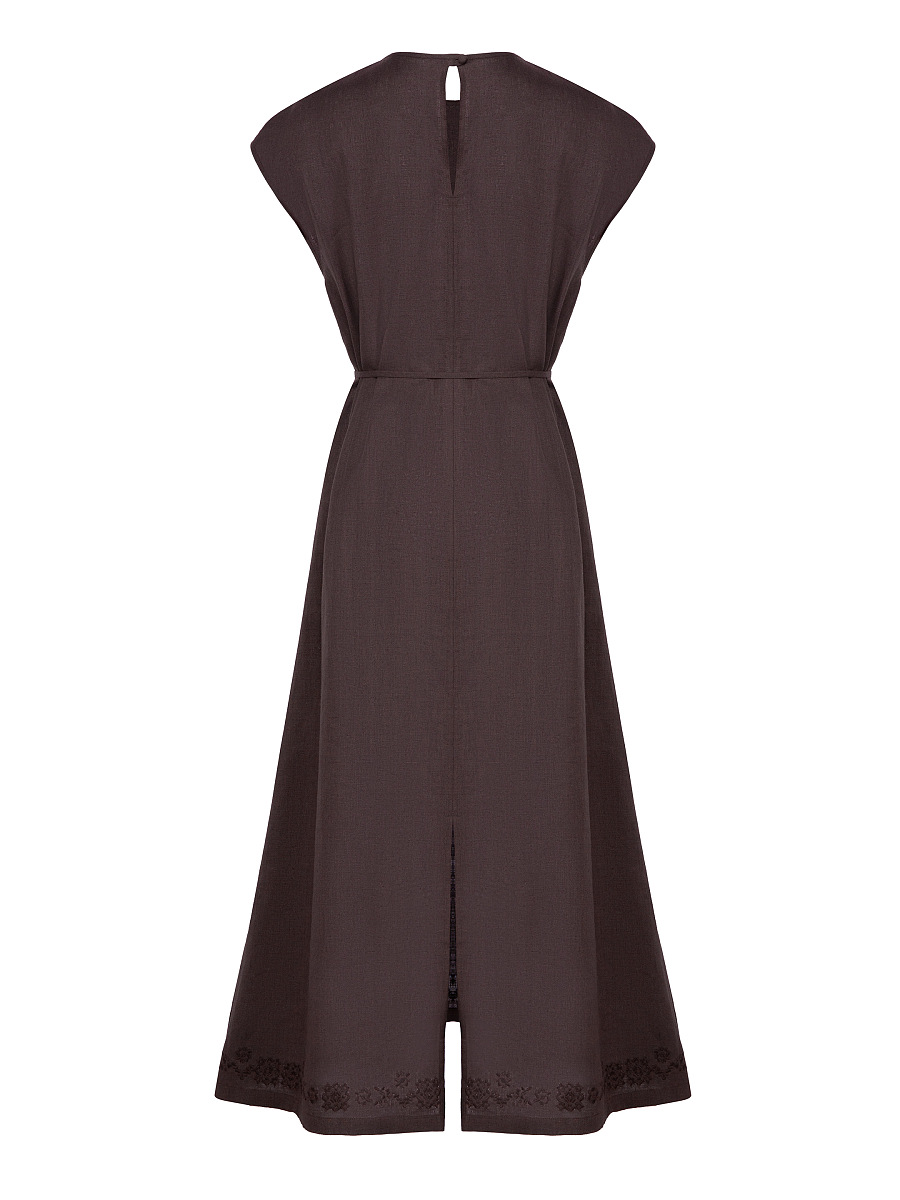 Темно-коричнева вишита сукня "Невіт"  фото 9