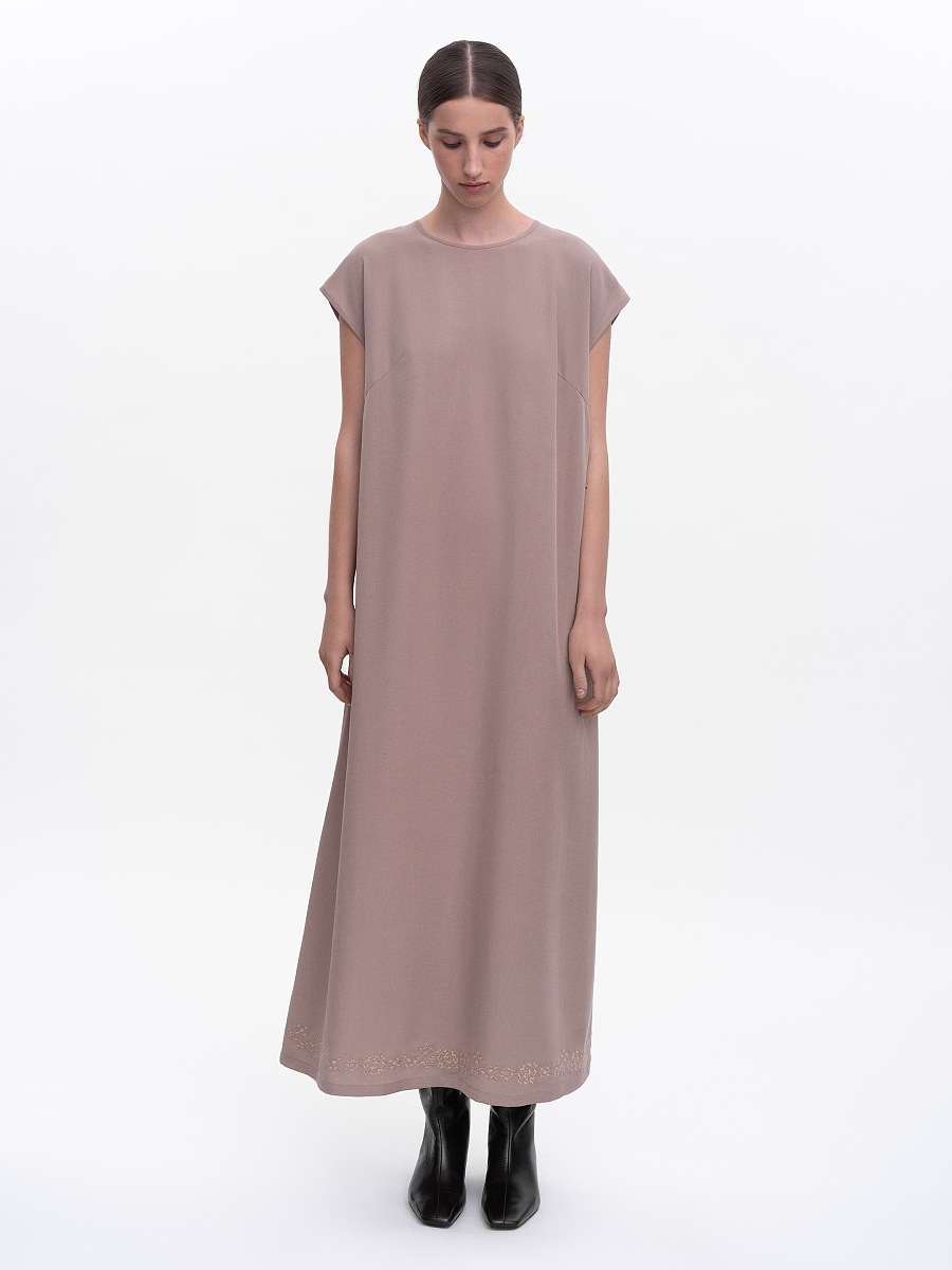 Бежева вишита сукня "Невіт"  фото 3