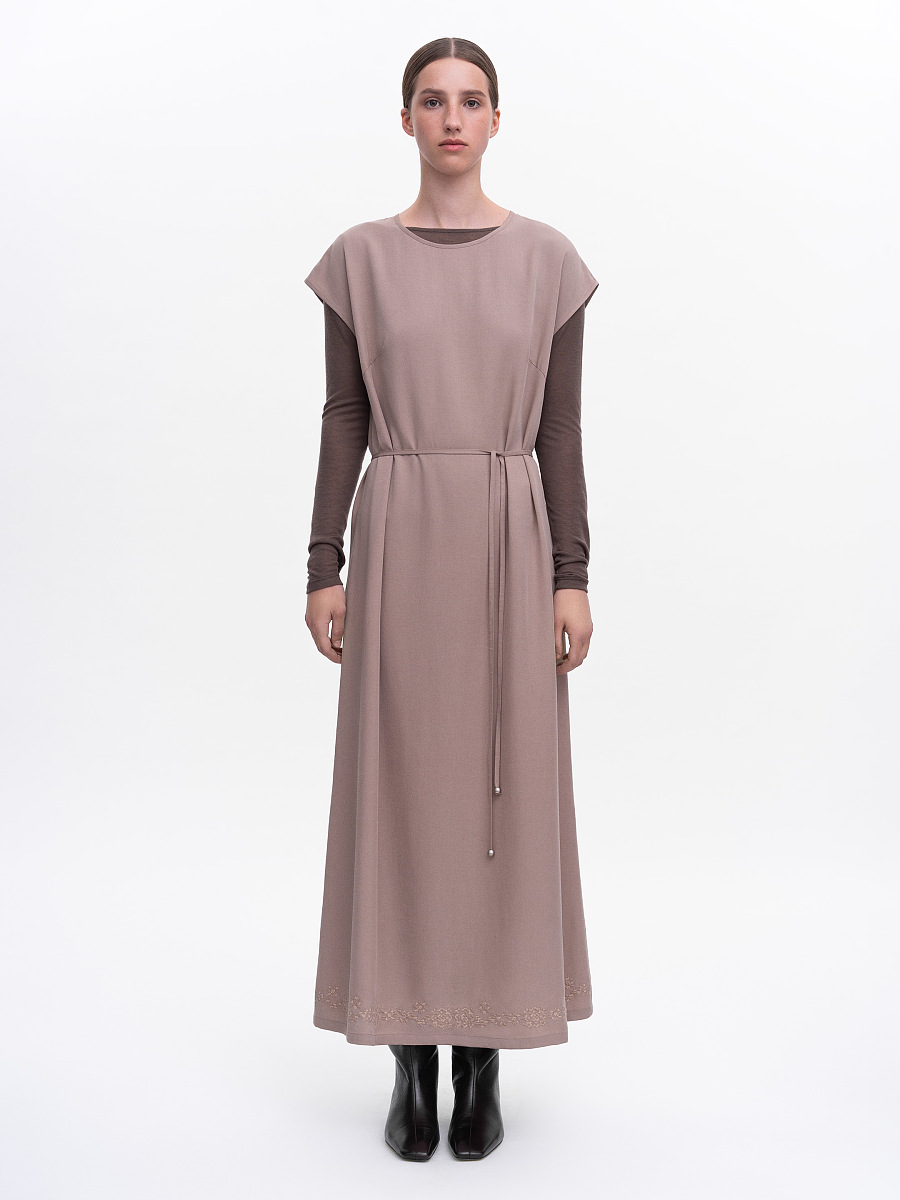 Бежева вишита сукня "Невіт"  фото